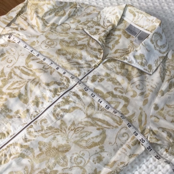 Chico's Gold Ivory Full Zip Jacket Size 1/M - Picture 9 of 9